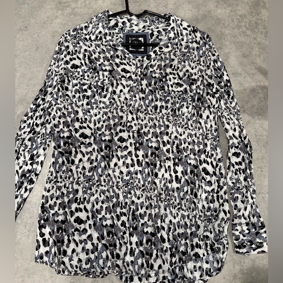 Cato Tops - Women’s Leopard Print Button Down Shirt from Cato! Size L!!